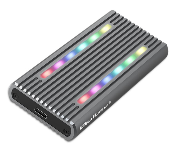 QOLTEC Obudowa M.2 NVMe SATA RGB LED USB-C 4TB - 1213293 - zdjęcie